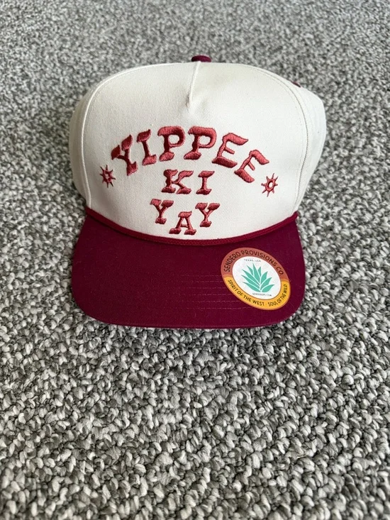 Yippee Ki Yay Two-Tone Maroon and Cream Trucker Hat - Picture 4 of 4